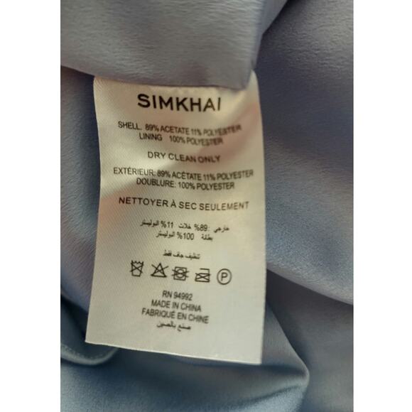 Jonathan Simkhai Hansel Halter Neck Blue Satin Midi Dress Size 6 - Picture 7 of 7